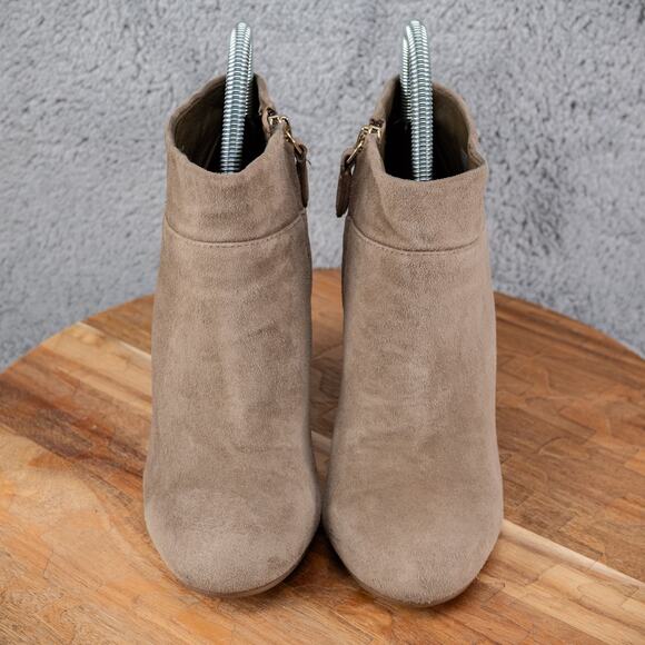 Tory Burch Block Heel Boots Women 6.5 Tan Leather Dressy Platform Comfort Bootie - Picture 2 of 10